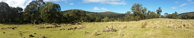 Clearing on the Ingeegoodbee Trail, river crossing ahead